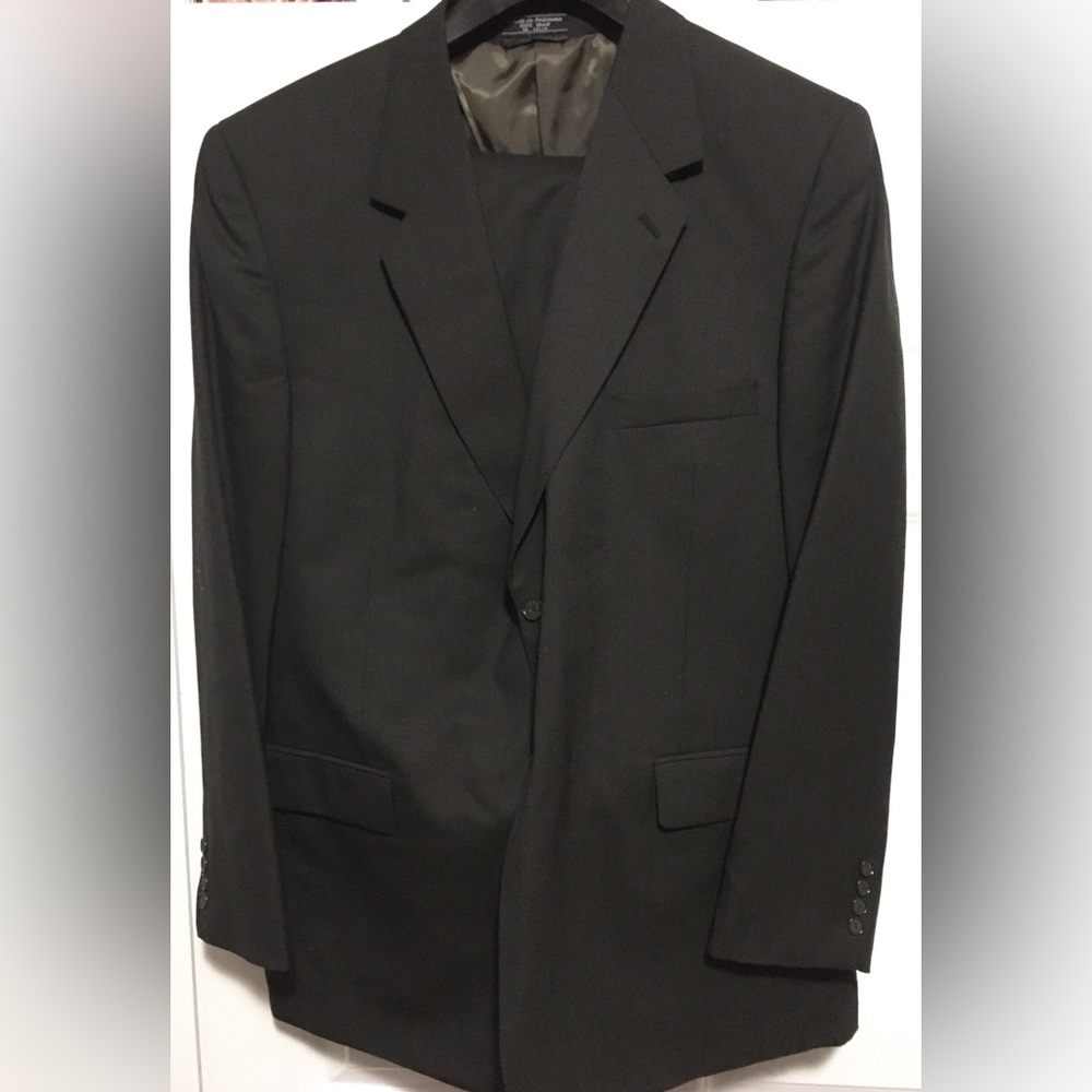 Vintage Jeffrey Banks Suit in Black and Grey Pin Stripe